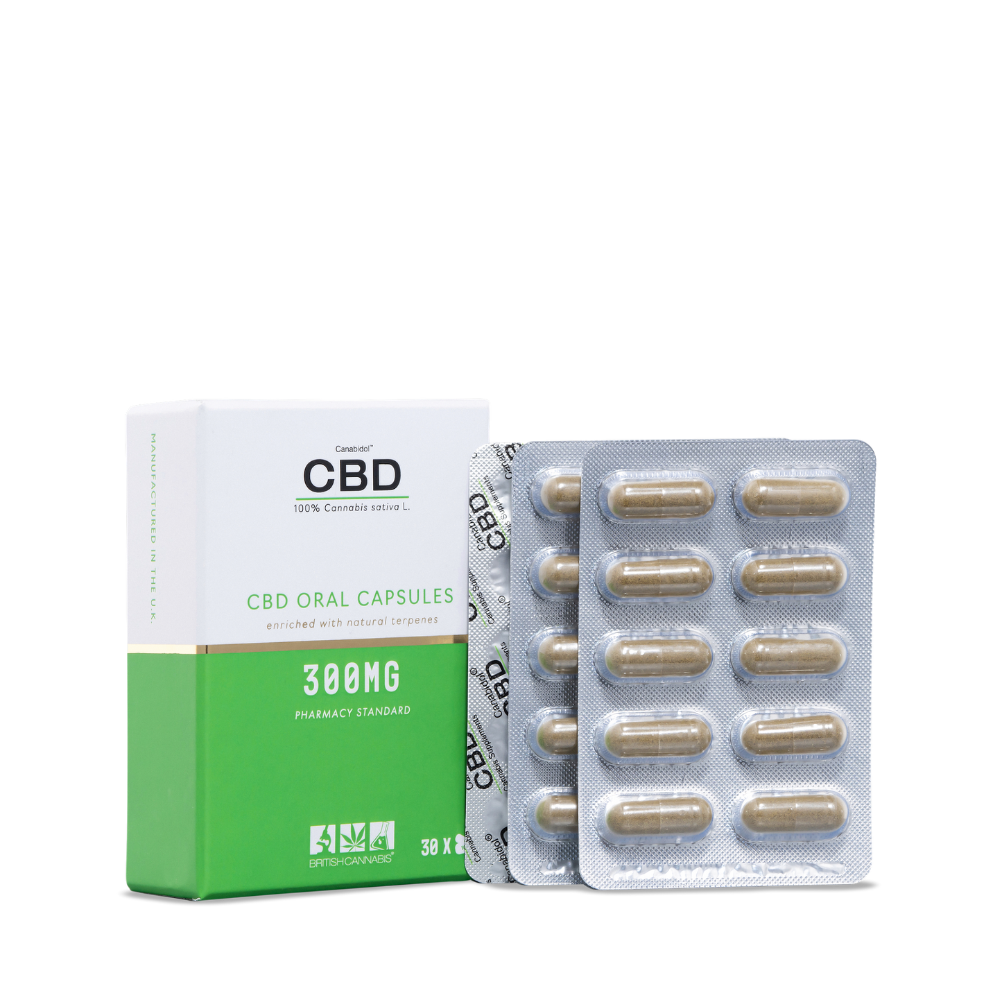 CBD Capsules - 300mg (30 x 10mg Capsules) - 100% Cannabis Capsules