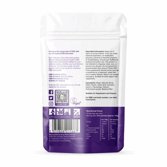 CBD Gummies UK Berry 250mg (10x25mg)