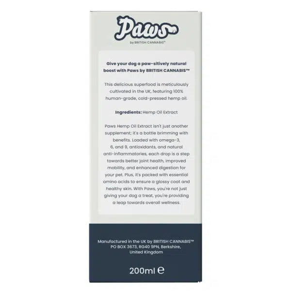 Paws 100% Hemp Oil For Dogs Extract